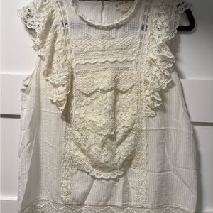 Anthropologie Cream Lace Top